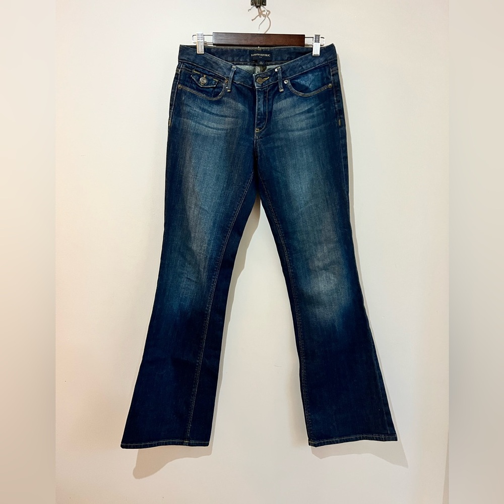 Banana Republic Dark Blue Flare Jeans Long Length